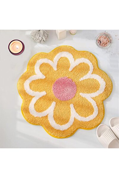 YRXRUS Flower Bath Mat, Yellow Bathroom Rug, Beauty Bath Mats, Ultra Soft Mic...