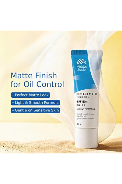 Midday Shade Perfect Matte Sunscreen SPF +++ 50g | Broad Spectrum UVA UVB Protection | Lightweight Matte Finish | Daily Sunscreen for All Skin Types | Pack of 1
