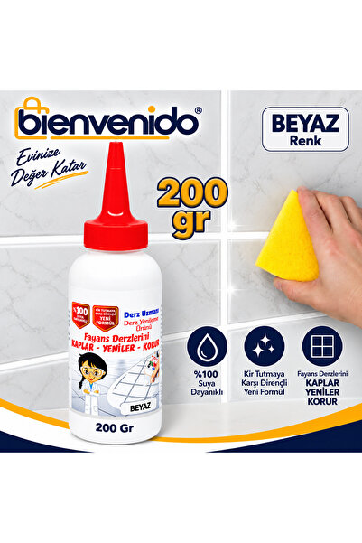 Bienvenido Fayans Arası Beyaz Hazır Derz Dolgusu 200 gr Tamir Derz Yenileme D...
