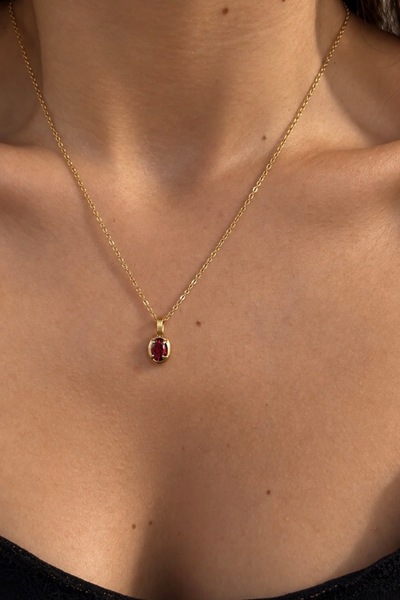 Lavian Accessories Çelik Lia Gold Taş Detaylı Kolye