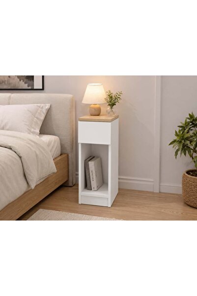 Balconica Nova Slim Çekmeceli Komodin – Raflı Yatak Yanı Sehpası 62×23 cm