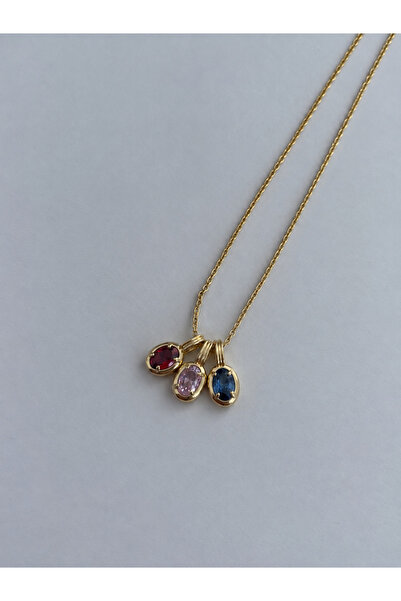 Lavian Accessories Çelik Lia Gold Taş Detaylı Kolye