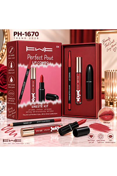 KWK Grade 04 Kit for a Comprehensive and Glamorous Lip Look, Featuring a Matc...