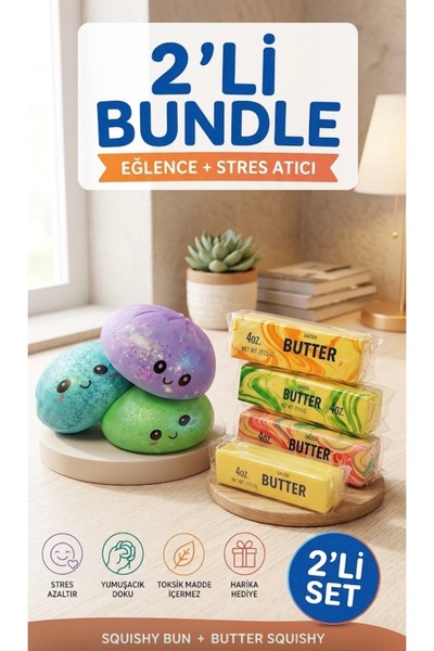 bs bellss accessory 2Li Bundle Büyük Boy Simli Çin Mantısı +Tereyağ Squishy B...