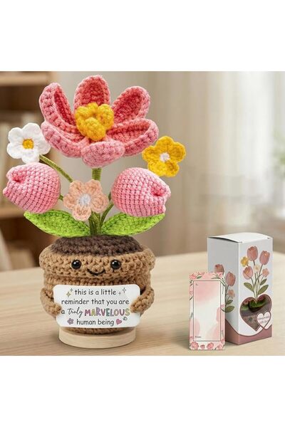 GENERAL Emotional Support Crochet Tulip Flower Doll with Positive Affirmation...