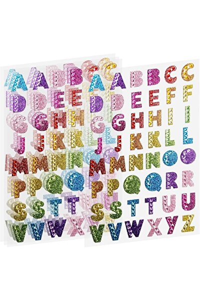 SYOSI 192 Pcs Rhinestone Letter and Number Stickers, 4 Sheets Self-Adhesive B...