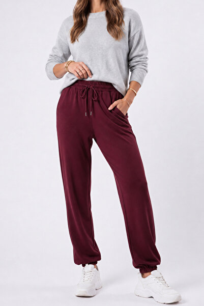 Veleno Women's Burgundy Modal Elastic Cuffed Loose Fit Comfortable Stylish Sw...