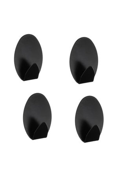 CBD CORAL BEST DEALS Carlige Autocolante Metalice Negre Ovale Ø3.5x5cm - 4buc