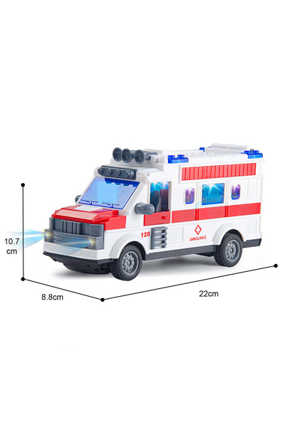SergadiOnline.ro Ambulanță de jucărie cu telecomandă, lumini, sunete și uși mobile, 22 cm