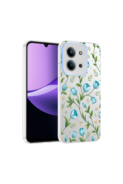 zore Xiaomi Redmi 15C Case Flower and Bow Pattern with Camera Raised Shrp Pre...
