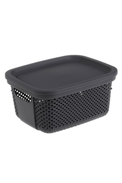 CBD CORAL BEST DEALS Cos Depozitare din Plastic Perforat cu Capac Antracit 6L