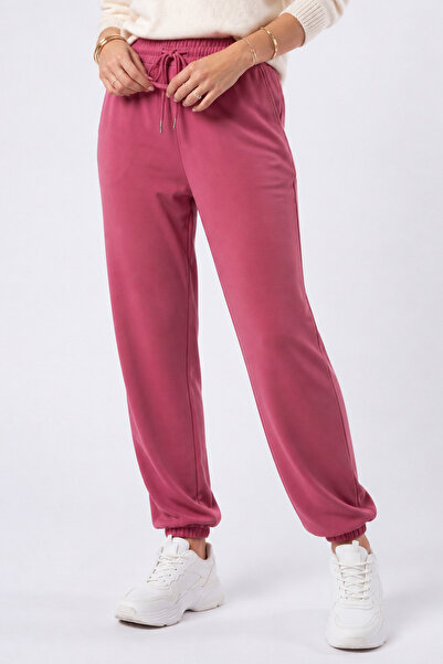 Veleno Women's Pink Modal Elastic Cuffed Loose Fit Comfortable Stylish Sweatp...
