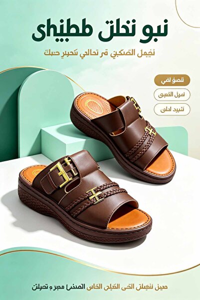 SaudEva Foot Genuine Leather Slide Sandals For Men, Adjustable Buckle Braided...