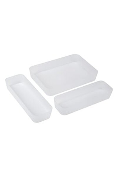 CBD CORAL BEST DEALS Organizator din Plastic Alb Frosty pentru Sertare - 3buc