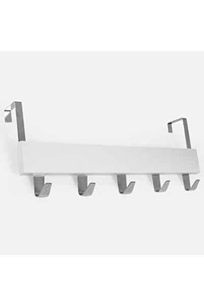 CBD CORAL BEST DEALS Cuier Alb cu 5 Carlige pentru Usa 38x7x16cm, Metal