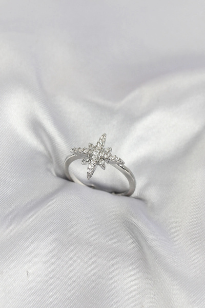 Livenda Brass Silver Color Pole Star Model Zircon Stone Women's Ring Tj-Byk4200