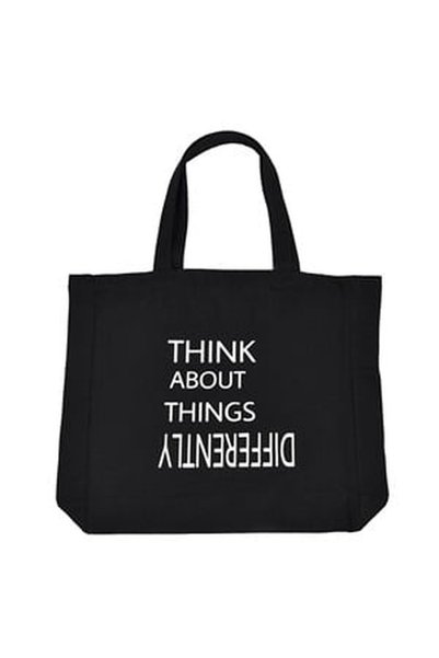 CBD CORAL BEST DEALS Sacosa Textila Neagra Think Diffrently 40x10x40cm, Negru