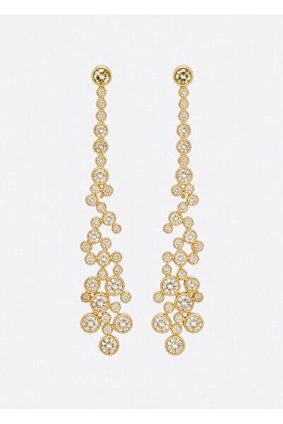 XUPING JEWELRY Gold Kaplama Sallantılı Taşlı Küpe