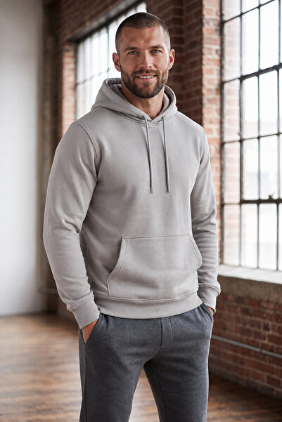 Veleno Men's Stone 3 Threaded Hooded Kangaroo Pocket Sweat Soft Puff Fabric