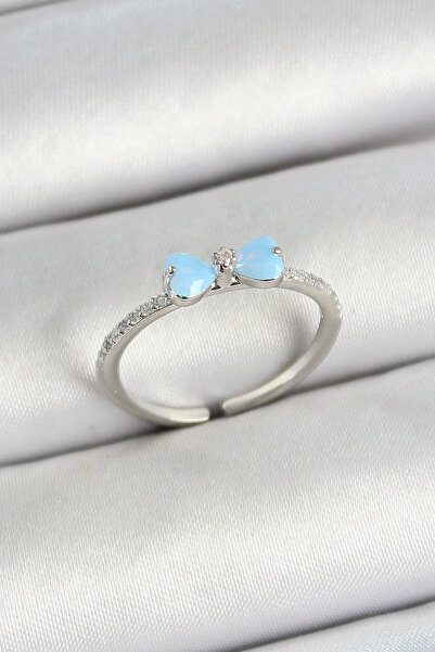 Livenda Brass Bow Figured Zircon Stone Silver Color Adjustable Women's Ring T...