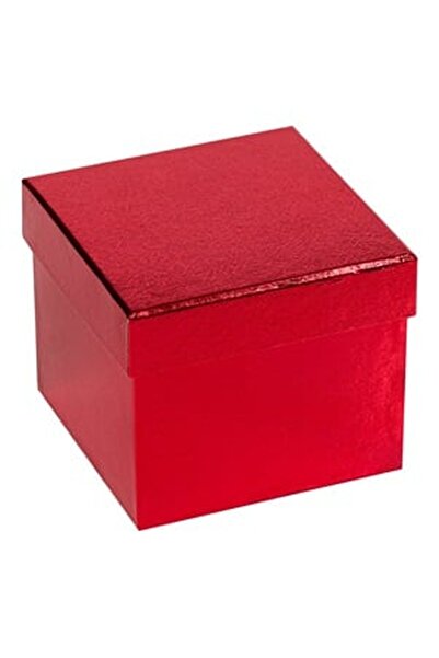 CBD CORAL BEST DEALS Cutie Cadou cu Capac Rosie Metalizata 1, 03L, 10.7x10.7x9cm