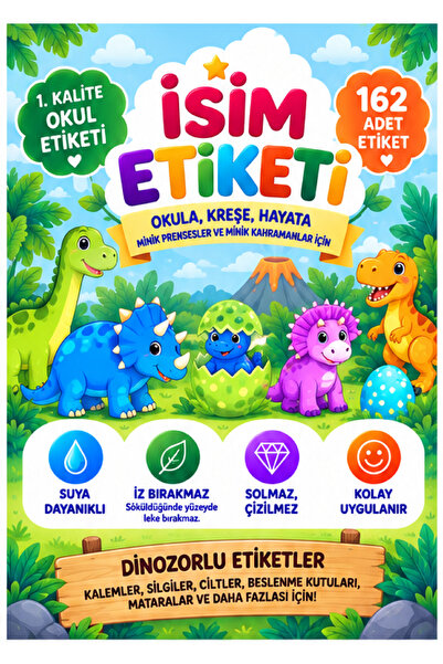 Okul Etiketi - Kalem Defter Etiketi - Özel İsim Yazılabilen Etiket Seti - İsim Etiketi - Erkek Çocuk