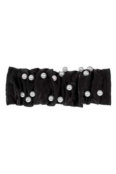 CBD CORAL BEST DEALS Clama Par Neagra cu Margele Albe pentru Femei 12cm, 4.5x...