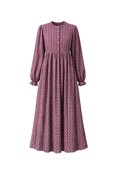 nigarca collection Mor Bürümcüklü Tesettür Elbise