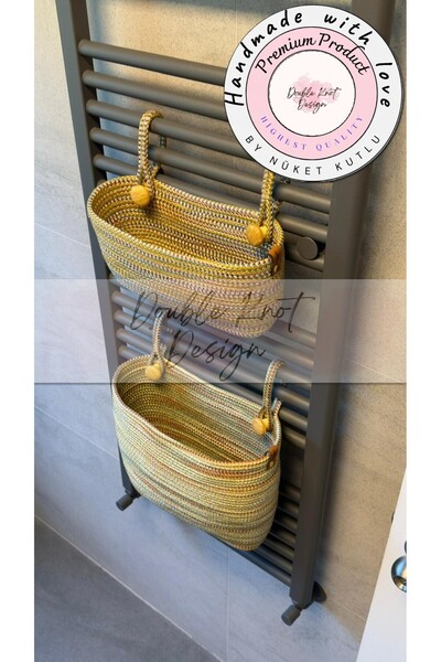 DOUBLE KNOT DESİGN 3lü Antik Organizer Tress Çok Amaçlı Düzenleyici Sepet Hav...