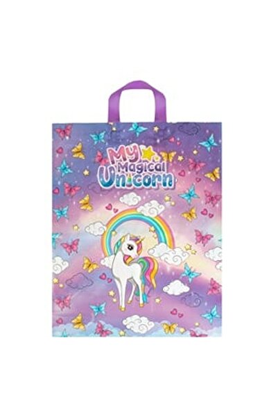 CBD CORAL BEST DEALS Sacosa Cadou Lila Unicorn Curcubeu 40x10x50cm, Plastic