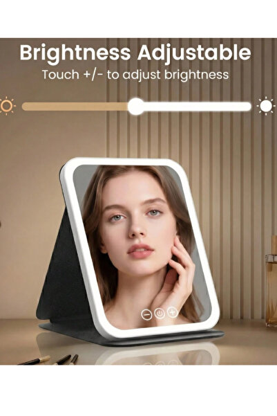 mucit home LED Makyaj Aynası Işıklı Katlanabilir Masaüstü Makyaj Aynası 3 Aydınlatma Modlu Makyaj Ay