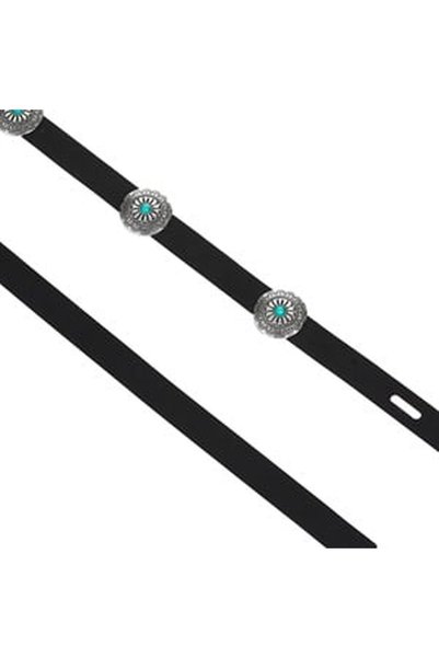 CBD CORAL BEST DEALS Curea Neagra cu Discuri Argintii & Pietre Turcoaz pentru...
