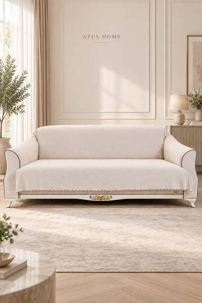 ATUSHOME Kaymaz Tabanlı VERSACE Koltuk Örtüsü Velvet 3'lü Kanape çekyat örtüs...