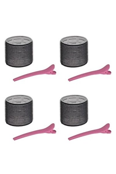 CBD CORAL BEST DEALS Bigudiuri Negre de Ø6cm cu Clips Fucsia 11cm - 8buc