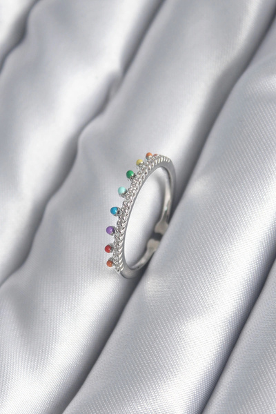 Livenda Brass Silver Color Zircon Stone Detail Women's Ring Tj-Byk2998