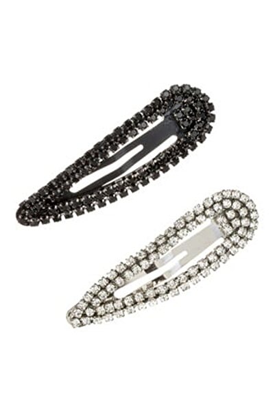 CBD CORAL BEST DEALS Set Clame Metalice Par Neagra & Transparenta cu Strass 5...
