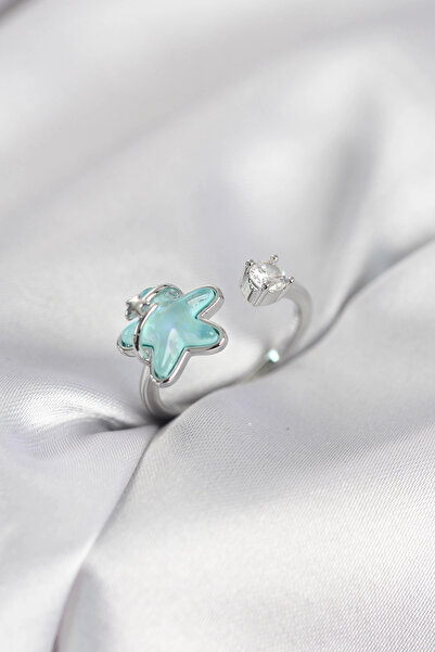 Livenda Silver Color Turquoise Star Model Women's Ring Tj-Byk4146