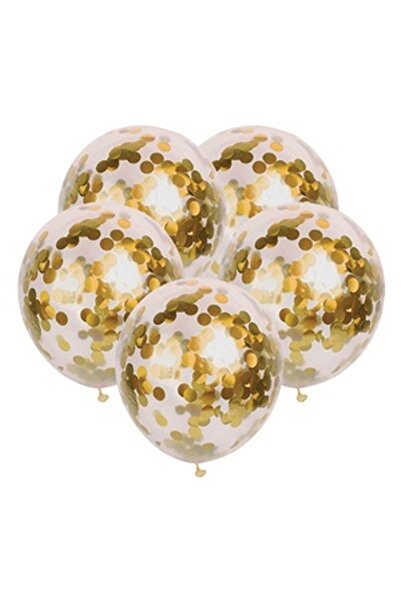 CBD CORAL BEST DEALS Baloane de Petrecere Transparente cu Confeti Auriu 30cm ...
