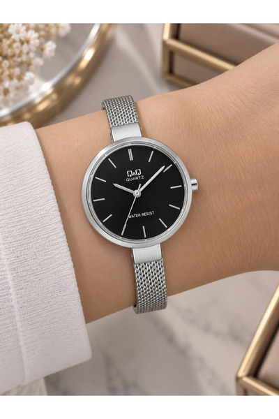 Q&Q Women's Wristwatch Silver Color Thin Mesh Strap Casual and Stylish Combin...