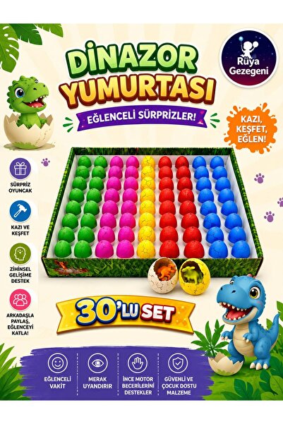 Rüya Gezegeni 30 Adet Suda Büyüyen Dinazor Yumurtası – 3 cm Çatlayan Sürpriz ...