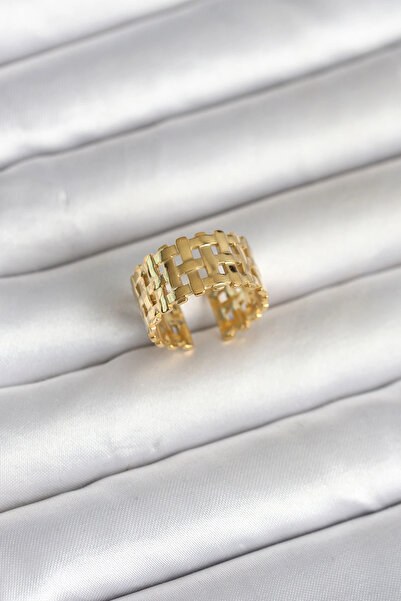 Livenda 316L Steel Gold Color Mesh Model Women's Ring Tj-Byk4161