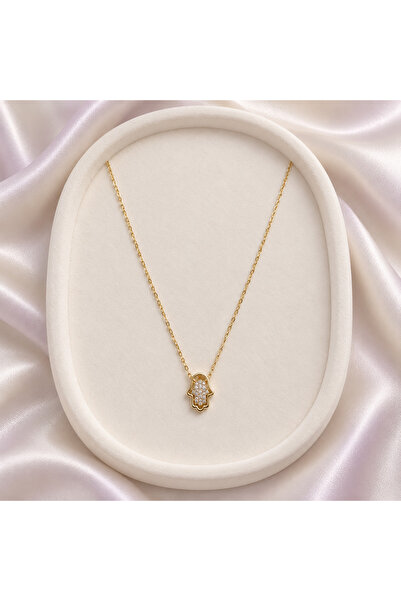 Genel Markalar AyLi Jewelry Kadın Gold Renk Taşlı Fatma Ana Eli Hamsa Minimal...