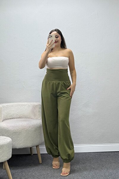 BELENDİR Women's Zra Crepe Corsage Trousers Khaki