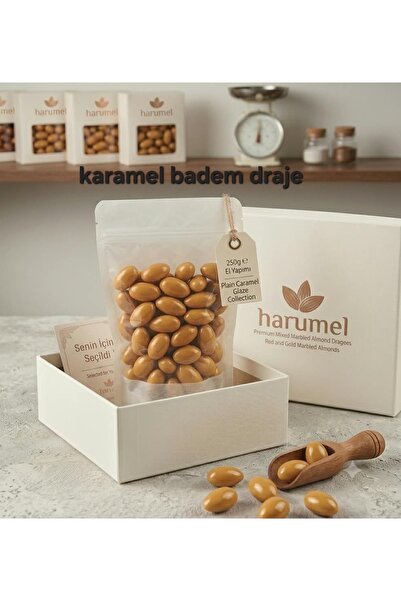 HAR-UM Ticaret Harumel 1.sınıf lüks Premium KARAMEL Badem Draje 250 gram- Gli...