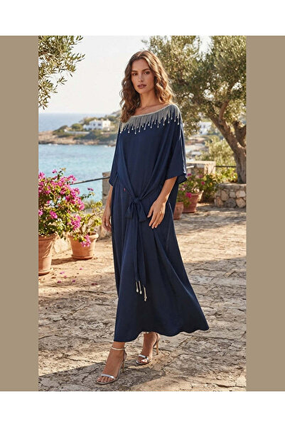 Godiva ΜΠΛΕ ΜΕΤΑΞΙ ΝΤΟΥΜΠΑΪ |   Κρυστάλλινο Καφτάνι με Κρόσσια