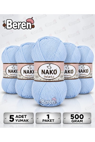 NAKO Pırlanta - 1820 Albastru deschis - Pachet de 5 - 100GR/225M - Fir pentru...