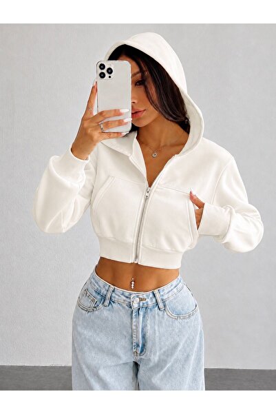 SEFUR Hooded Crop Cardigan 3 Yarn Thick Fabric