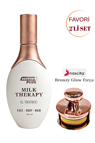 nascita Bronzy Glow Round Foundation Brush + Softto Plus Milk Therapy Oil 120...