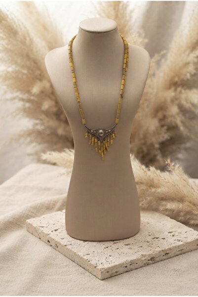 ZGNOVA Handmade Special Design Long Necklace with Metal Apparatus and Indian ...