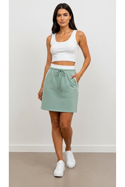 LYVEAN Double Belted Mini Bell-Sleeved Skirt